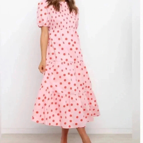 Petal & Pup Dresses & Skirts - Petal & Pup Dress Womens Pink Smocked Maxi Layers Farmhouse Cottage Feminine -10